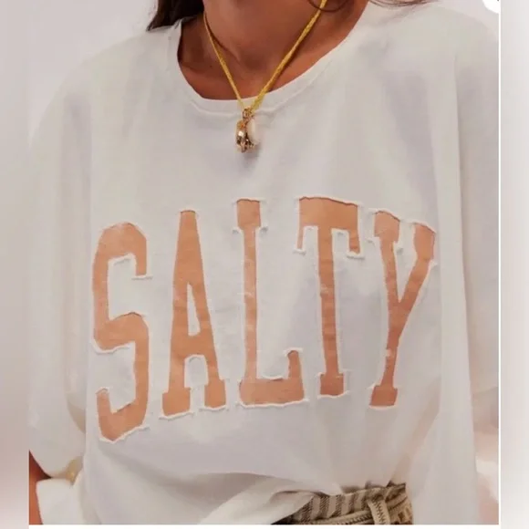 Free People X Ragabond Salty Shasta Tee Womens XSmall Oversized White - Picture 2 of 5